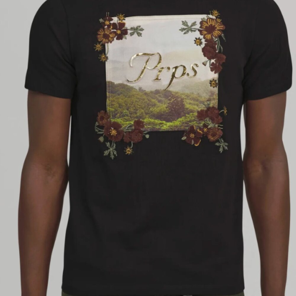 PRPS Hickory Cotton Embroidered Graphic Tee NEW W/TAGS